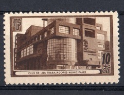 Amigos Union Sovietica  - ( Sepia Oscuro ) Club Trabajadores Municipales  - 10 Cts. Spain Civil War  15  @ - Viñetas De La Guerra Civil