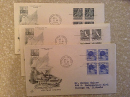 Canada, 1954 FDCs (x3) -  Canadian Postage Stamps First Day Of Issue, Art Craft - 1952-1960