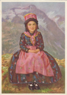 SUISSE,HELVETIA,SWISS,SWITZERLAND,SVIZZERA,VALAIS,1945,FILLE,FILLETTE DE L 'EPOQUE,ROBE ROSE,BARRENSCHEEN,SIGNATURE - Andere & Zonder Classificatie