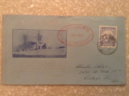 GB, 1938 Naval Cover -  H.M.S. Dundee W/ Barbados Postage Stamp - Barbades (...-1966)