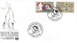 ONU UNO VIENNE WIEN FDC Premier Jour Poste 125 Et 126 : Droits De L´enfant Dessin Drawing Chil - FDC