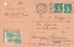 097/22 -  Carte Récépissé Paire TP Mercure BRUXELLES 1935 - TP Fiscal Usines Fober § Palm - 1932 Ceres Y Mercurio