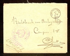 Brief Verzonden Door GEMEENTEBESTUUR Van LOO - TEN - HULLE Dd. 27/10/1923  Aan Adres RECHTBANK VAN OORLOGSCHADE Te GENT - Lettres & Documents