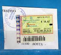 Italia - Marca Da Bollo Telematica  € 14,62  -  Datata  03/01/2007. USATA - Fiscale Zegels