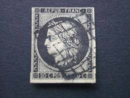 FRANCE  ( O )  De  1849    "    Type  CERES  Oblitéré  Grille  1949  Belles  Marges    "    N°  3       1 Val . . - 1849-1850 Ceres