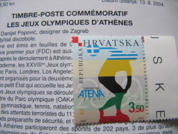 14.26 Olympic Games ATHENA Athène Jeux Olympiques Lancement Du Disque + Notice Croatie - Zomer 2004: Athene