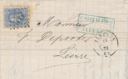 102/22 - Lettre  TP 31 Losange De Points 128 FLEURUS 1872 Vers LIERRE - Entete Banque Joseph Le Borne - Landelijks Post