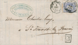 103/22 - Lettre  TP 31 ELOUGES 1875 Vers ST WAAST France - RARE TARIF FRONTALIER - Entete Charbonnage Longterne-Ferrant - Landpost (Ruralpost)