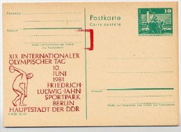 DDR P79-23-81 C156 Postkarte Zudruck FEHLDRUCK  Olympischer Tag Berlin 1981 - Private Postcards - Mint