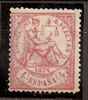 ESPAÑA 1874 - Edifil #151 - MLH * - Unused Stamps