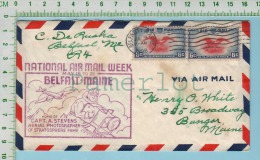Aerogramme Belfast Maine -> Bangor ( Twice # C23 Us Cover National Air Mail Week 1938 Home Of Capt Steven.. Air Mail ) - Sonstige & Ohne Zuordnung