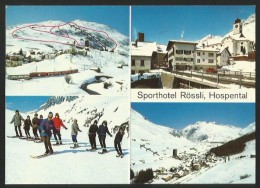 HOSPENTAL Sporthotel RÖSSLI Skischule Werbekarte - Hospental