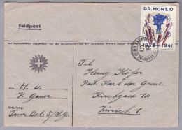 Schweiz Soldatenmarken II W.K. 1939/41 BRIEF  "BR.MONT.10" Enzian - Documenti