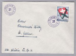 Schweiz Soldatenmarken II W.K. BRIEF  "FLIEGER KP.21" - Cartas & Documentos