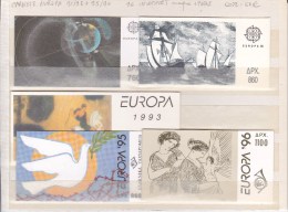 GRECE - COLLECTION ** CARNETS EUROPA 91+92+93+95+96 - COTE YVERT = 61 EUROS - - Booklets
