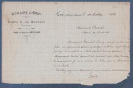 52 HAUTE MARNE - LETTRE DATEE DE 1910 - DOMAINE D' ECOT COMTE H. DE BEURGES PROPRIETAIRE - POSTE ET GARE A ANDELOT - Manuscripten