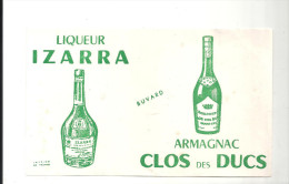 Buvard Liqueur IZARRA Et ARMAGNAC Clos Des Ducs Couleur Verte - Drank & Bier