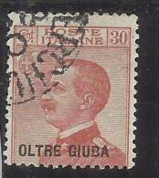 OLTRE GIUBA 1925 SOPRASTAMPATO D'ITALIA ITALY OVERPRINTED CENT. 30c USATO USED OBLITERE' - Oltre Giuba