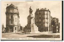 CLERMONT FERRAND LES TROIS AVENUES ET LE MONUMENT AUX MORTS DE LA GUERRE ET SON TRMWAY REF 6778 - Monuments Aux Morts