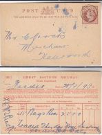1893 GB QV BECCLES CDS Pmk GREAT EASTERN RAILWAY POSTAL STATIONERY CARD To Halesworth Stamps Cover Train - Trains