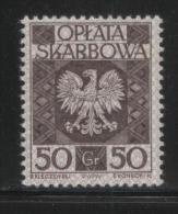 POLAND GENERAL DUTY REVENUE (OPLATA SKARBOWA) 1960 ENGRAVED EAGLE ON SHIELD WITH IMPRINT 50GR SEPIA NHM BF#187 - Fiscali