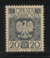 POLAND GENERAL DUTY REVENUE (OPLATA SKARBOWA) 1960 ENGRAVED EAGLE ON SHIELD WITH IMPRINT 20ZL SLATE-BLUE NHM BF#192 - Revenue Stamps