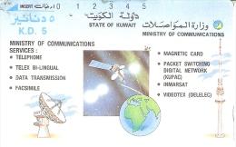 TARJETA DE KUWAIT DE UN SATELITE Y ANTENA PARABÓLICA (SATELLITE) - Astronomùia