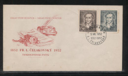 CZECHOSLOVAKIA FDC 1952 100TH DEATH ANNIV FRANTISEK LADISLAV CELAKOVSKY SET OF 2 - FDC