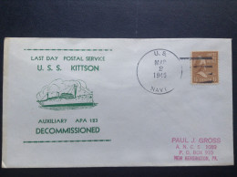 US, 1946 Naval Cover - Last Day Postal Service U.S.S. Kittson, Auxiliary APA 123 Decommissined - 1941-1950