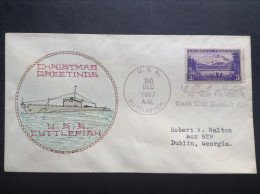 US, 1937 Naval Cover - U.S.S. Cuttlefish - Christmas Greetings, 12-45-1937 - Otros & Sin Clasificación