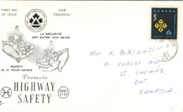 (198) FDC Cover From Canada - 1966 - Highway Safety - Show Cycle - Velo - Cycliste - 1961-1970