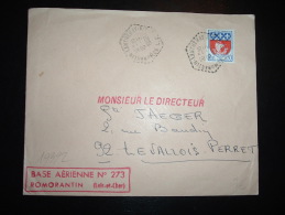 LETTRE TP BLASON DE PARIS 0,30F OBL.HEXAGONALE TIRETEE 10-5-1968 ROMORANTIN-LANTHENAY AIR (41 LOIR ET CHER) + GRIFFE - 1941-66 Coat Of Arms And Heraldry
