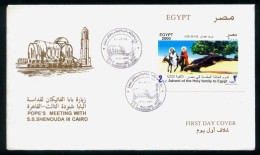 EGYPT / 2000 / SPECIAL LIMITED ISSUE / POPE'S MEETING WITH S.S.SHENOUDA III - CAIRO  / CHRISTIANITY / FDC - Lettres & Documents
