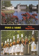 Cp , 29 , PONT-l'ABBÉ , Le Château Des Barons Du Pont Et La Coiffe Bigoudenne , Multi-Vues - Pont L'Abbe