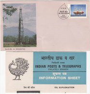 FDC + Information On Oil Exploration, Energy, India 1982 - Pétrole