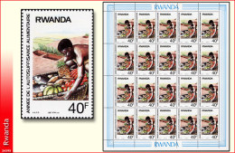 Rwanda 1299** 40F  Autosuffisance Alimentaire  Sheet / Feuille De 20 MNH - 1980-89: Nuevos