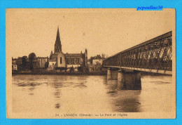 LANGON (Gironde) LE PONT ET L´ÉGLISE. - Langon