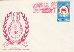 COMMUNIST YOUTH UNION, SPECIAL COVER, 1987, ROMANIA - Lettres & Documents