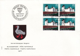 Quatre (4) Lettres En Bloc De Quatre FDC De Châteaux Pro Patria De 1977. Cote 26,00 CHF - Covers & Documents