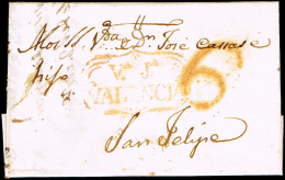 ALICANTE PREF. - VILLAJOYOSA PE 2 - CARTA CIRC. A JATIVA - PORTEO 6 - ...-1850 Prephilately