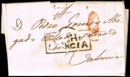 ALICANTE PREF. - ELCHE P.E. 5N - CARTA CIRC. A VALENCIA 1834 - PORTEO 8 - ...-1850 Prefilatelia