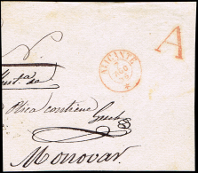 ALICANTE PREF. - ALICANTE P.E. 22R - PLICA CIRC. A MONOVAR 1856 - FECH. T I - ...-1850 Prephilately