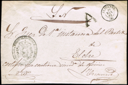 ALICANTE PREF. - ALICANTE P.E. 22N - PLICA CIRC. A ELCHE 1860 - FECH. T II - ...-1850 Prephilately