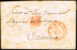 ALICANTE PREF. - ALICANTE P.E. 15R - CARTA CIRC. A VALENCIA 1847 - PORTEO 1R - ...-1850 Préphilatélie