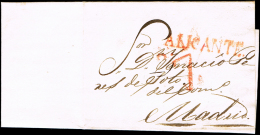 ALICANTE PREF. - ALICANTE P.E. 14 - CARTA CIRC. A MADRID 1833 - PORTEO 7 - ...-1850 Préphilatélie