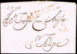 ALICANTE PREF. - ALICANTE P.E. 12 R - CARTA CIRC. A JATIVA 1798 - PORTEO 5 - ...-1850 Vorphilatelie