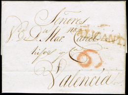 ALICANTE PREF. - ALICANTE P.E. 12 R - CARTA CIRC. A VALENCIA 1808 - PORTEO 6 - ...-1850 Vorphilatelie