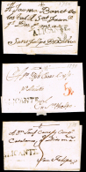 ALICANTE PREF. - ALICANTE P.E. 12 N - CONJUNTO 3 CARTAS CIRC. A JATIVA - ...-1850 Préphilatélie