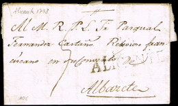 ALICANTE PREF. - ALICANTE P.E. 12 N - CARTA CIRC.  A ALBACETE 1798 - PORTEO 5 - ...-1850 Voorfilatelie