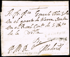 ALICANTE PREF. - ALICANTE P.E. 3 - CARTA CIRC. DE ALICANTE A MADRID 1728 - ...-1850 Préphilatélie